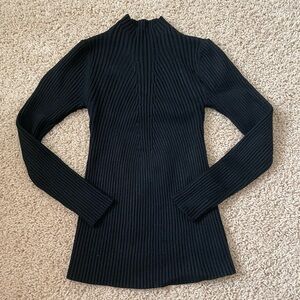 Black Ribbed Long Sleeve Top